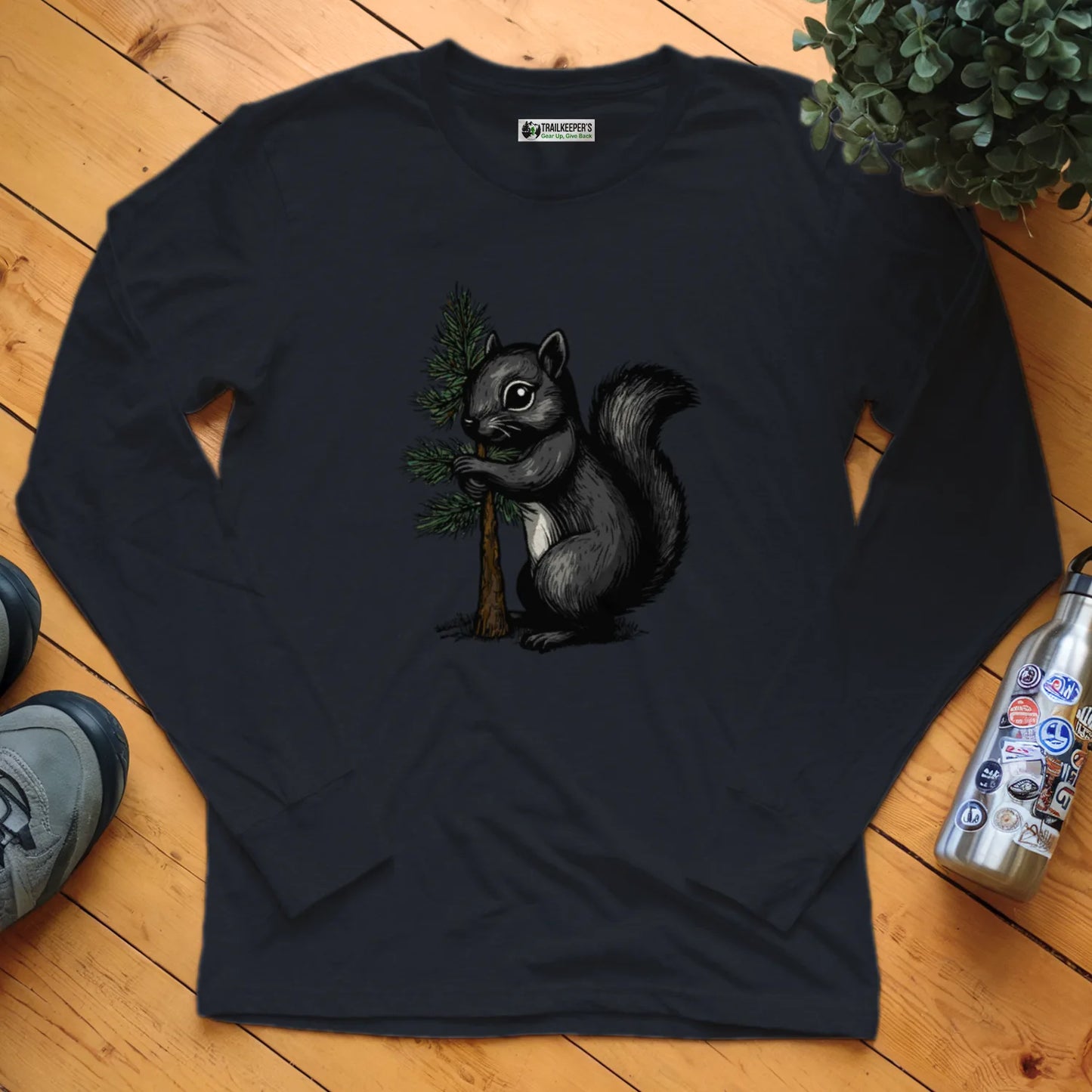 Black Squirrel Tree Hugger Long Sleeve T-Shirt