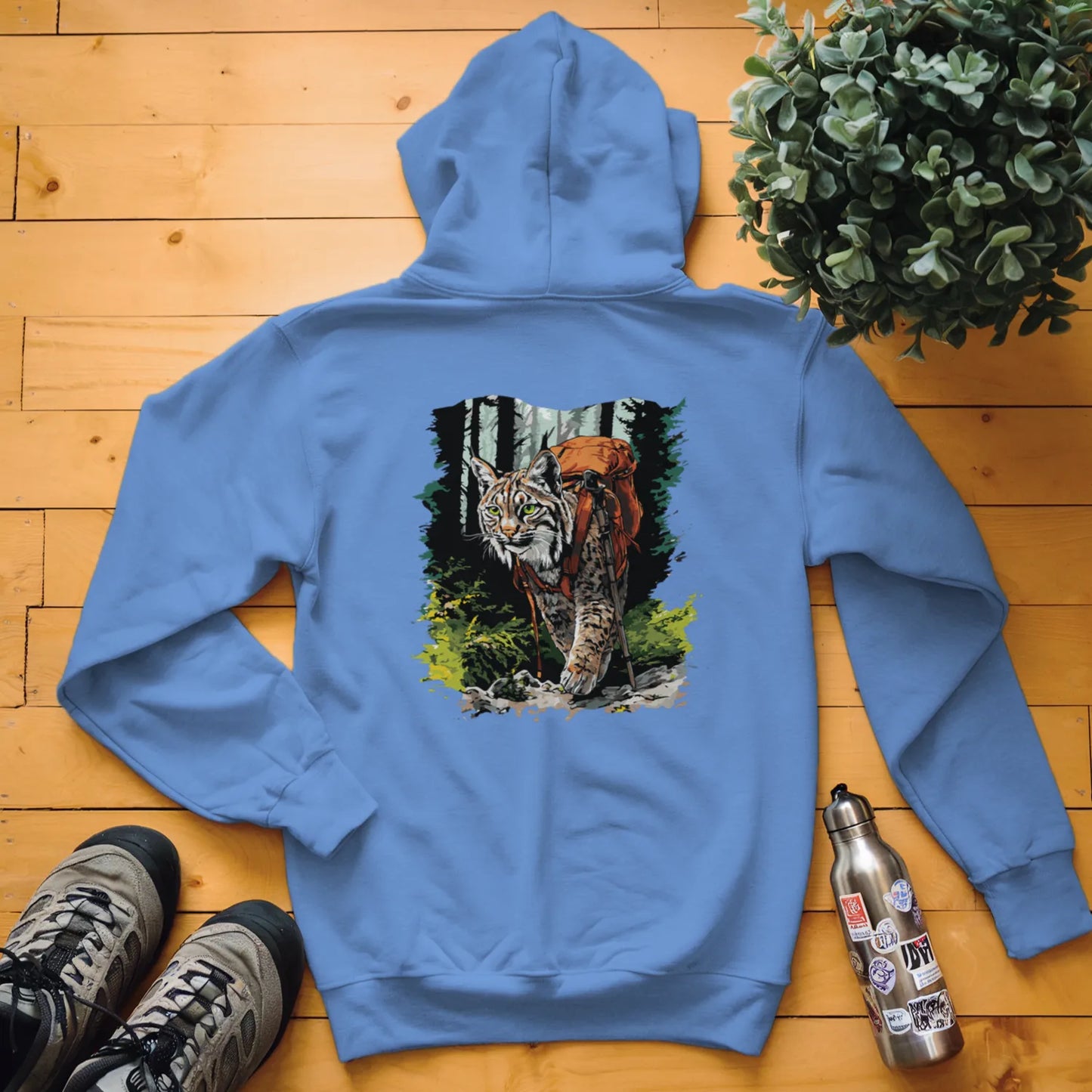 Bobcat Backpacker In The Woods Hoodie