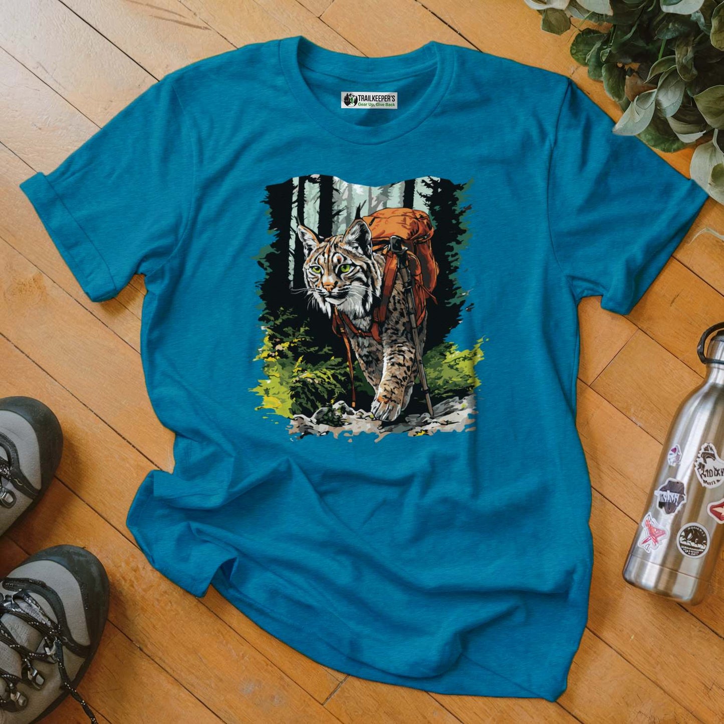 Bobcat Backpacker In The Woods T-Shirt