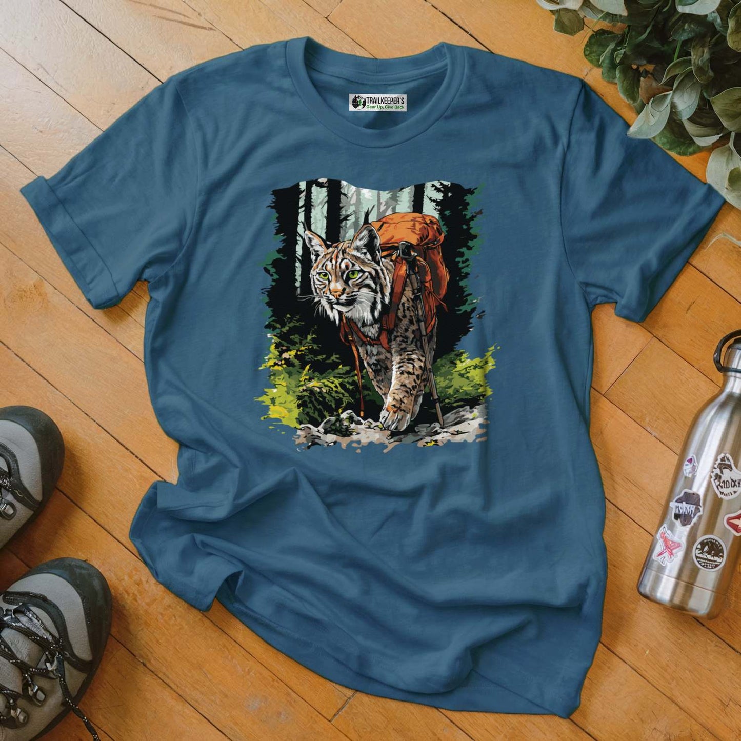 Bobcat Backpacker In The Woods T-Shirt