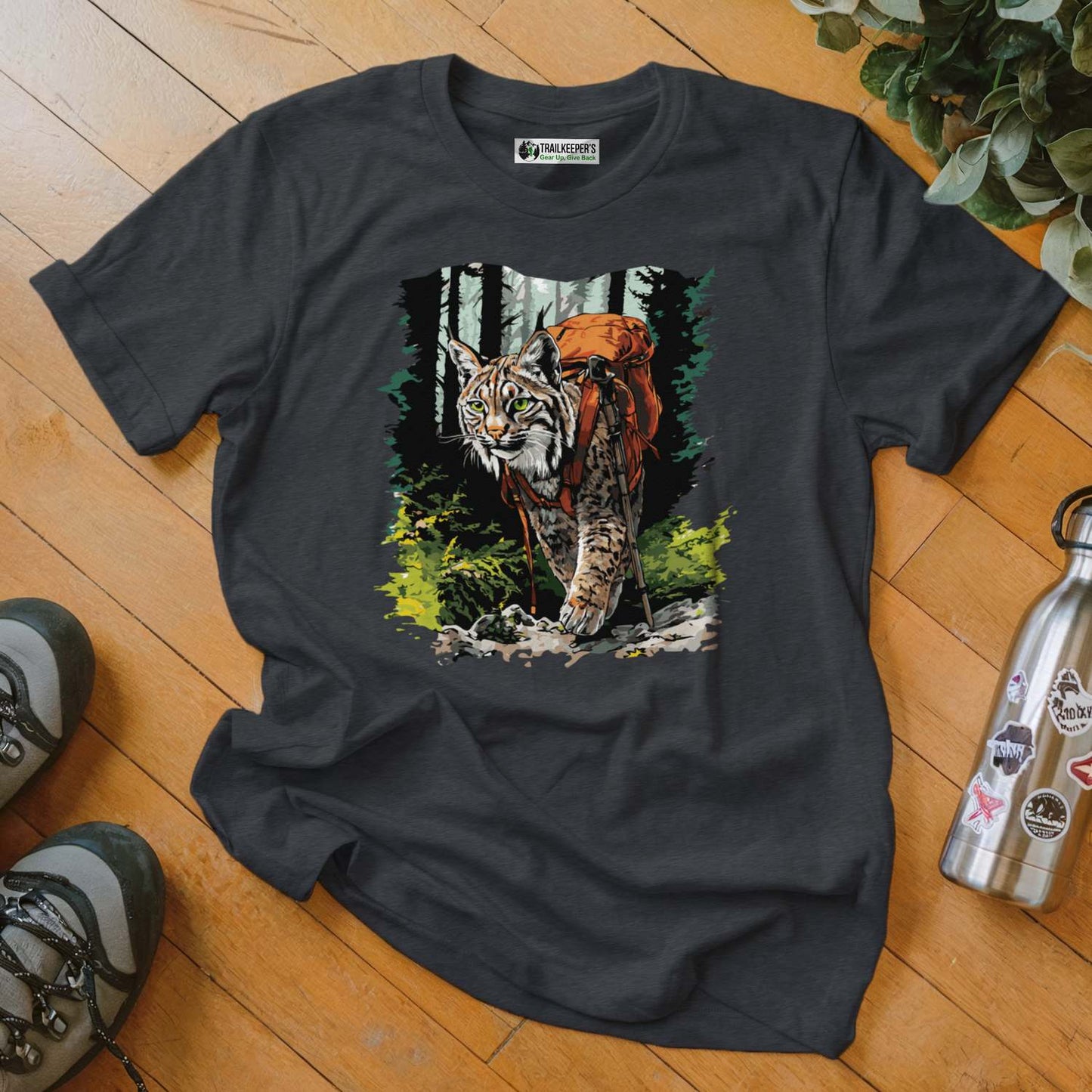 Bobcat Backpacker In The Woods T-Shirt