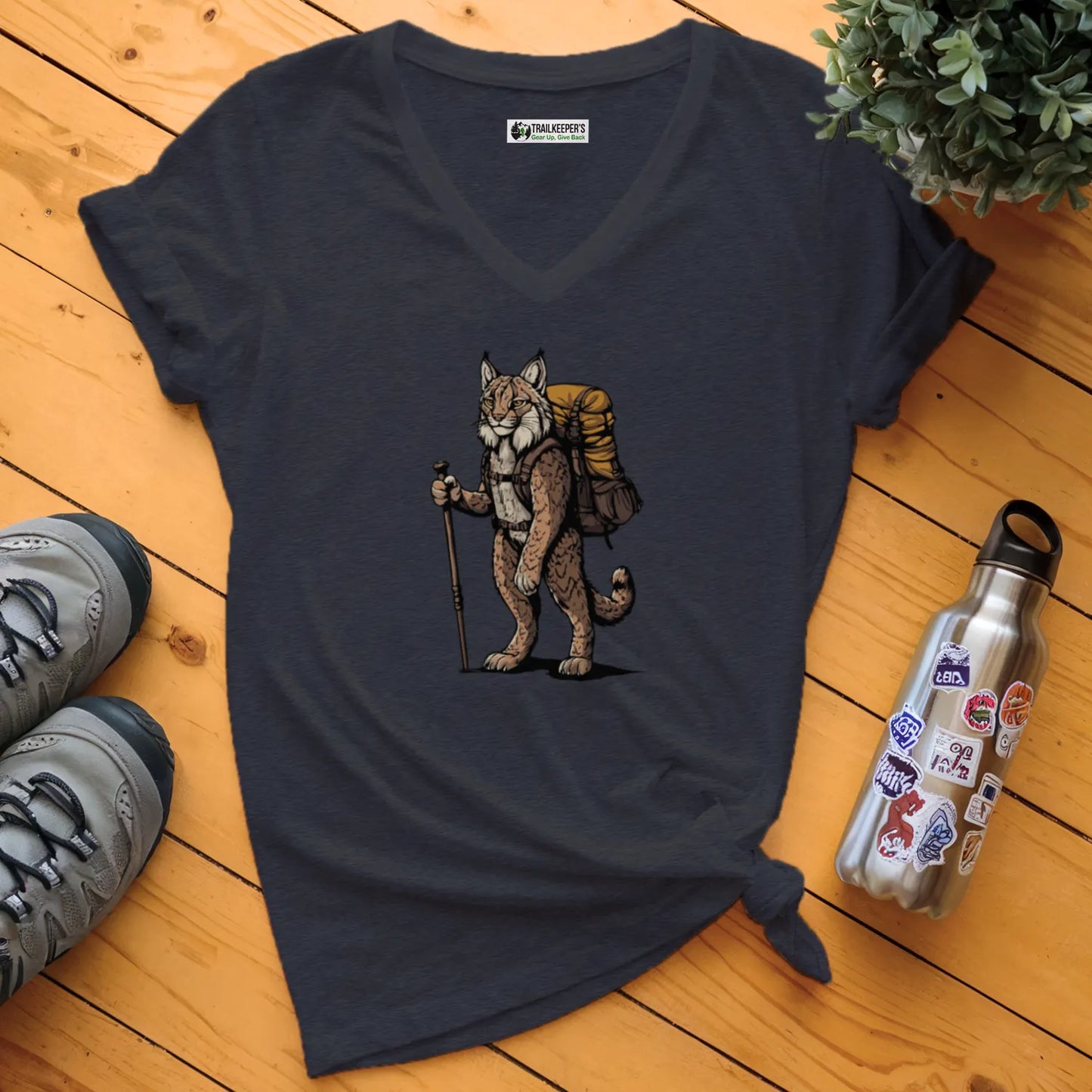 Bobcat Backpacker V-Neck T-Shirt