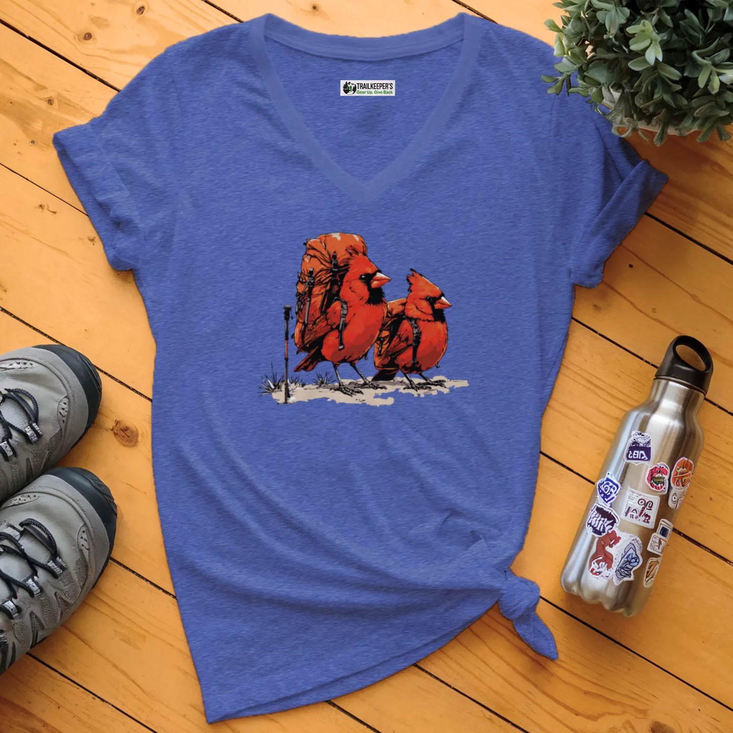 Cardinal Backpacker Buddies V-Neck T-Shirt