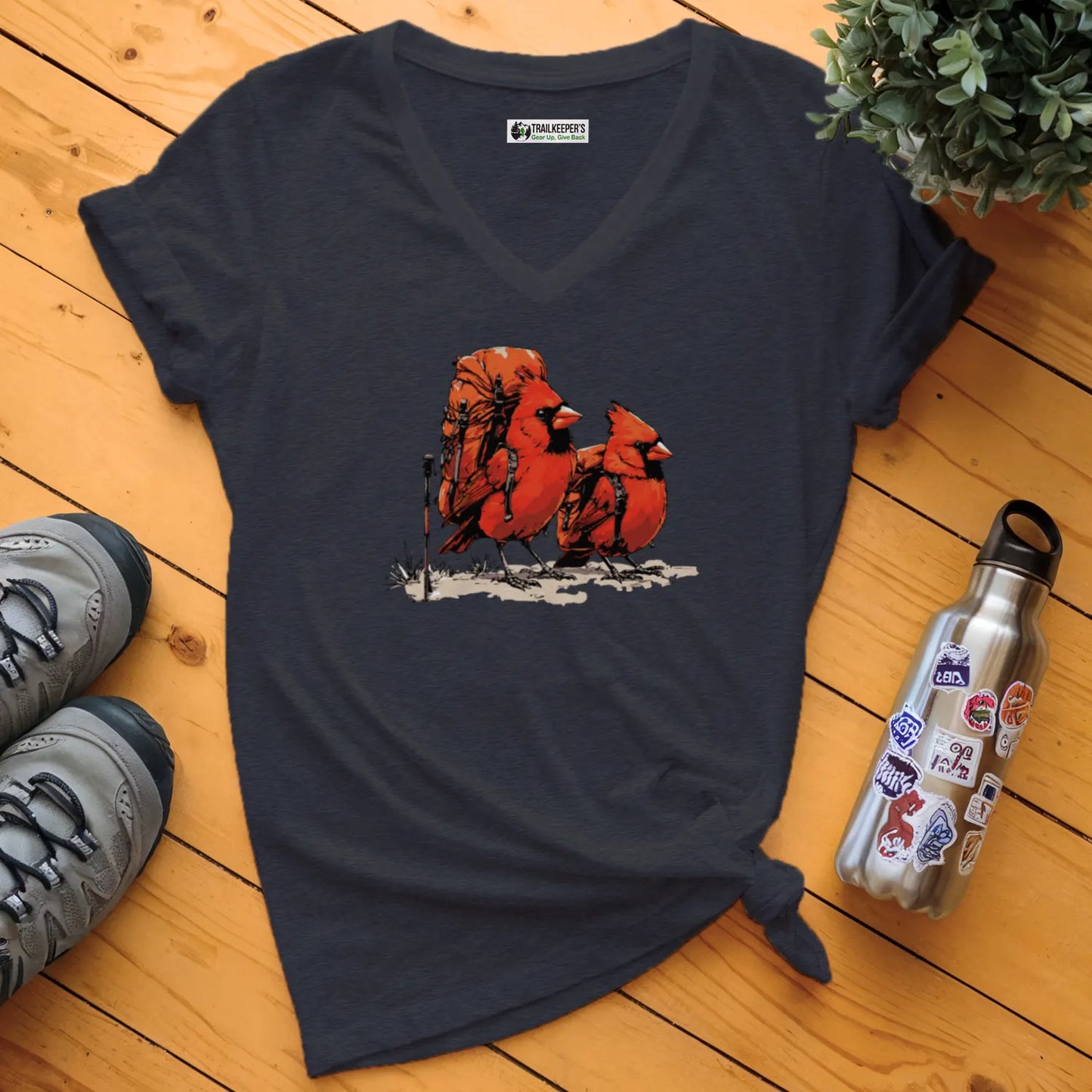 Cardinal Backpacker Buddies V-Neck T-Shirt