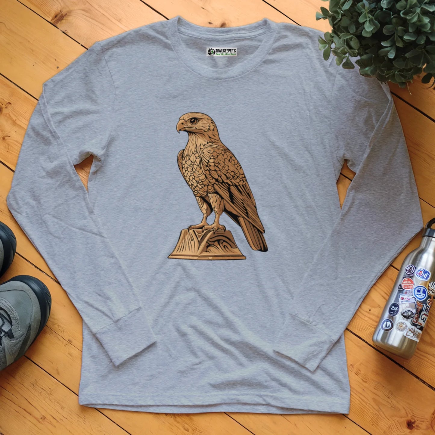 Carved Falcon Statue Long Sleeve T-Shirt
