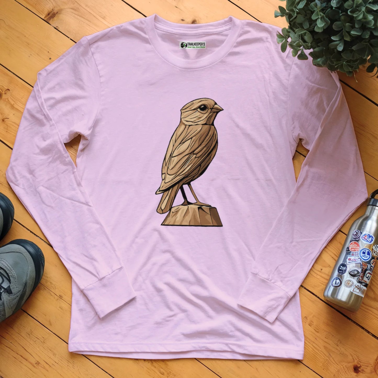 Carved Finch Statue Long Sleeve T-Shirt