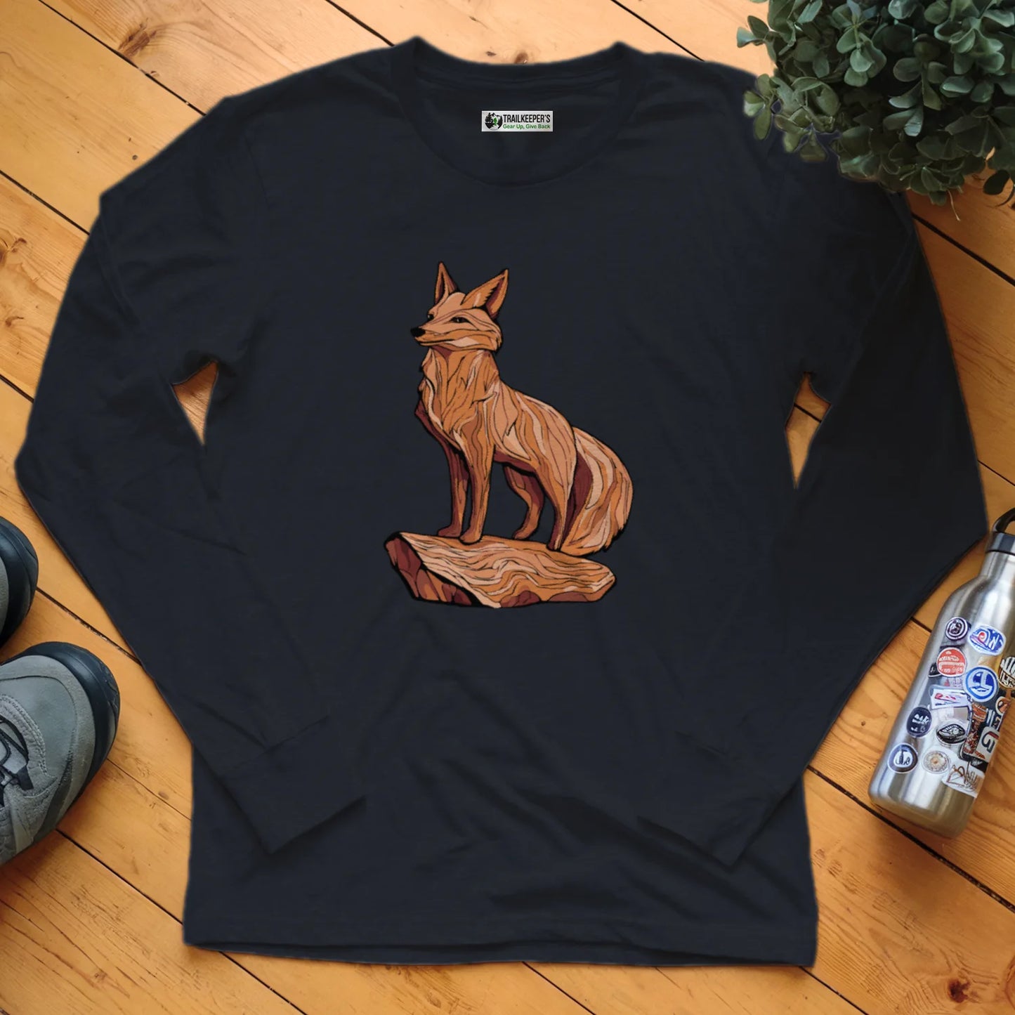 Carved Fox Statue Long Sleeve T-Shirt