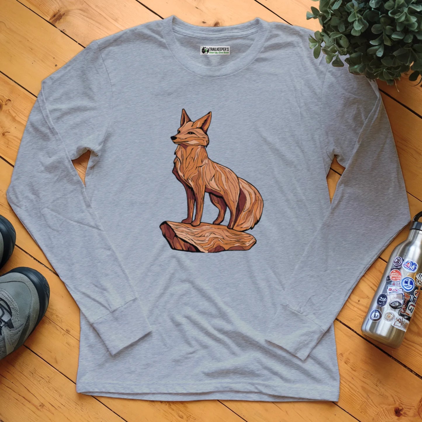 Carved Fox Statue Long Sleeve T-Shirt