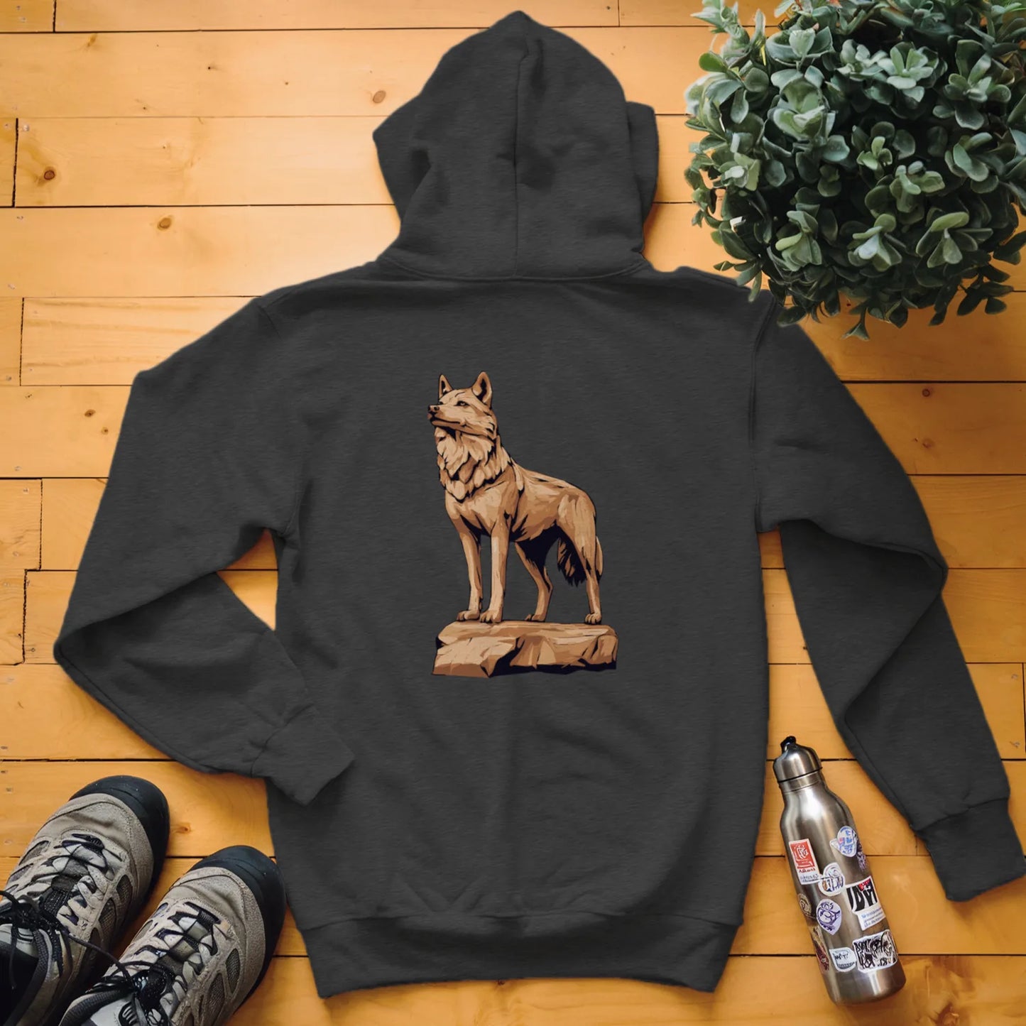 Carved Wolf Statue Hoodie