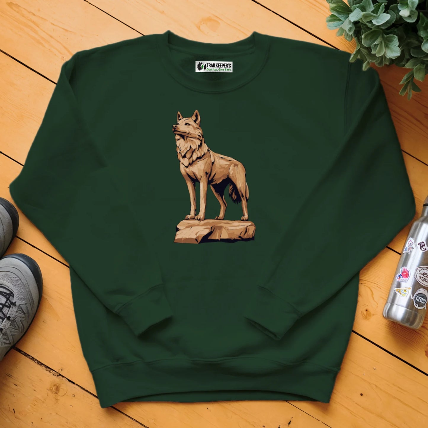 Carved Wolf Statue Sweatshirt