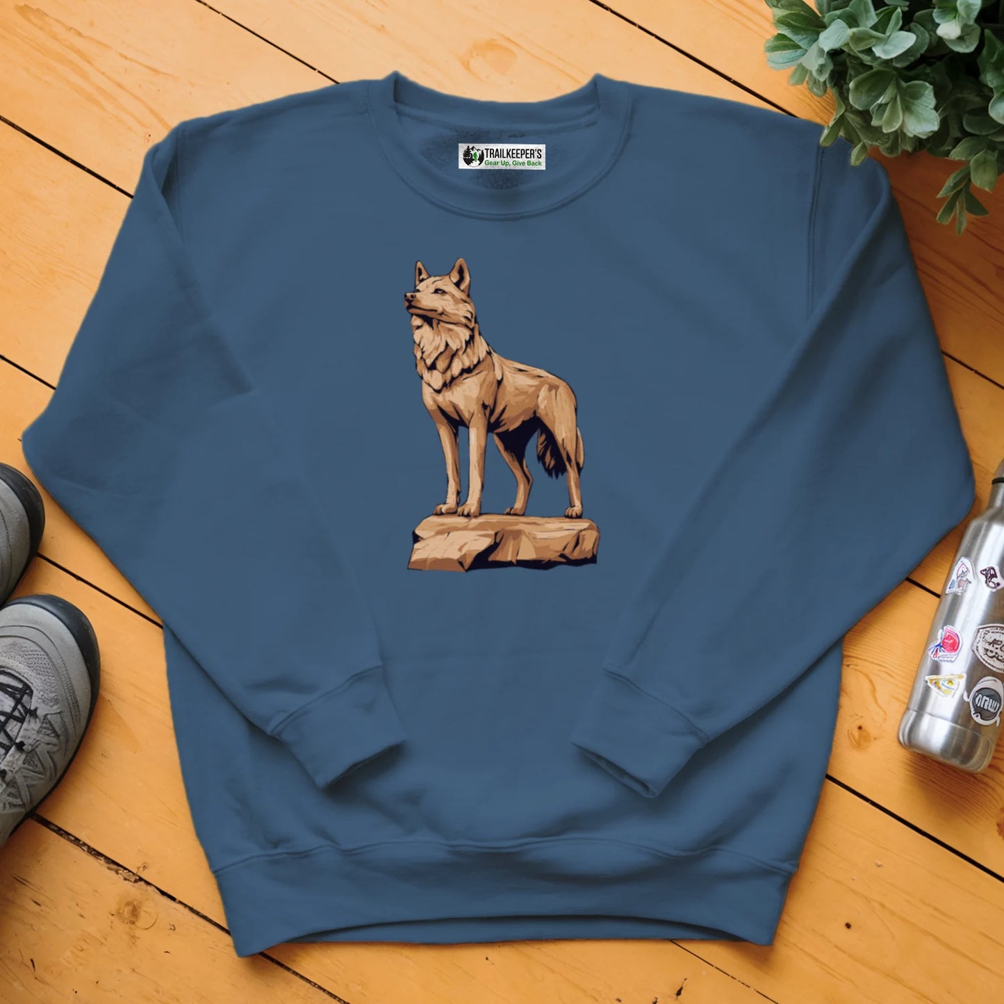 Carved Wolf Statue Sweatshirt