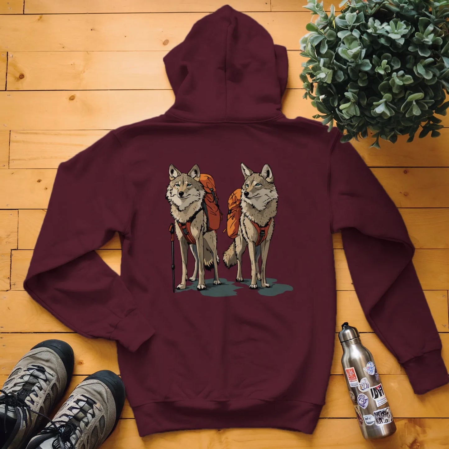 Coyote Backpacker Couple Hoodie
