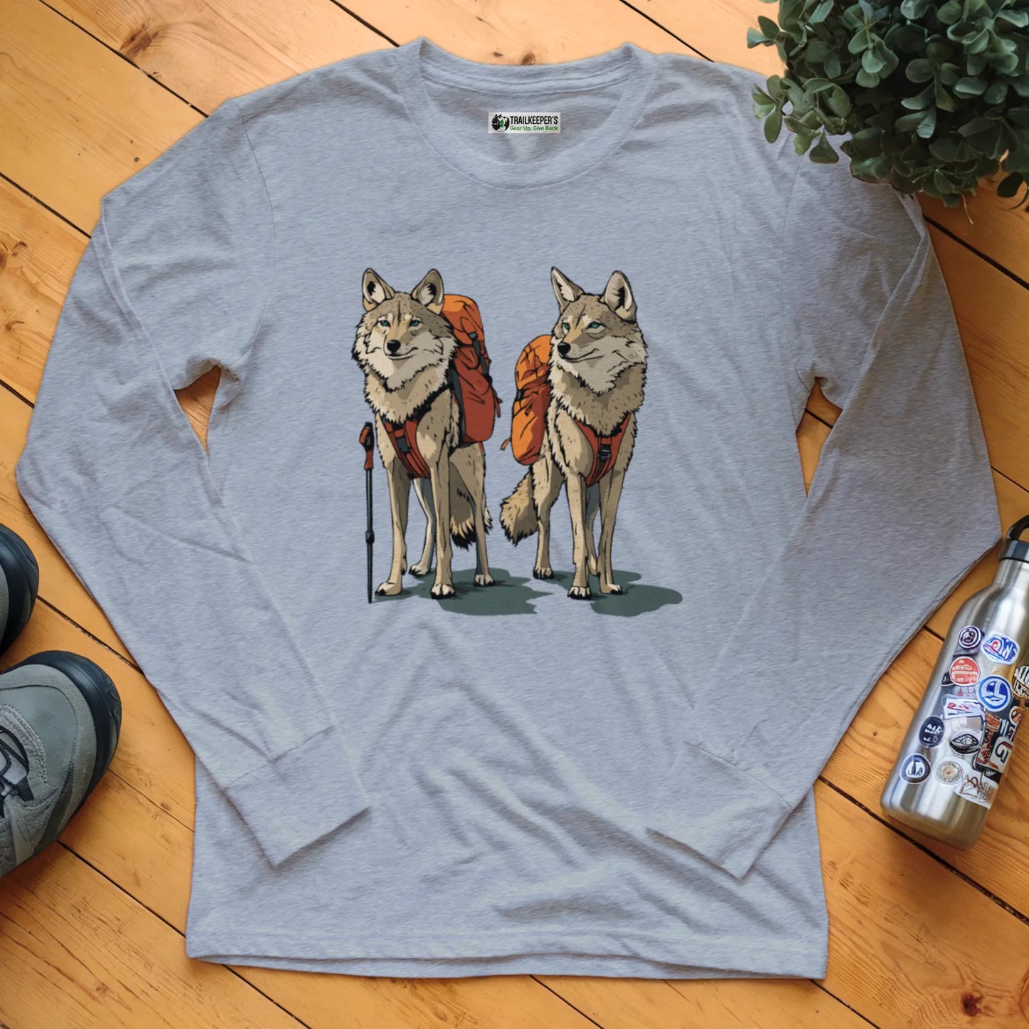 Coyote Backpacker Couple Long Sleeve T-Shirt