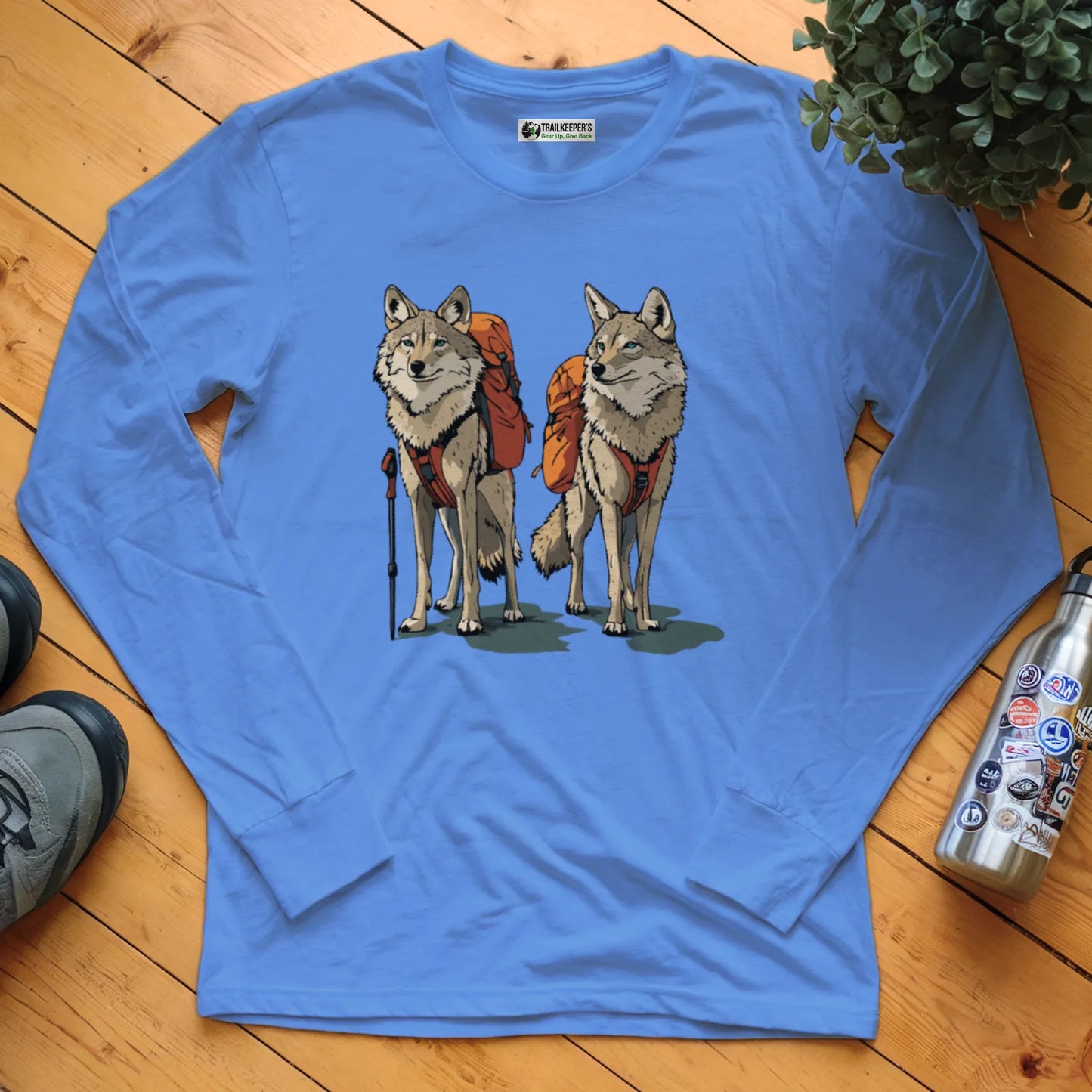 Coyote Backpacker Couple Long Sleeve T-Shirt
