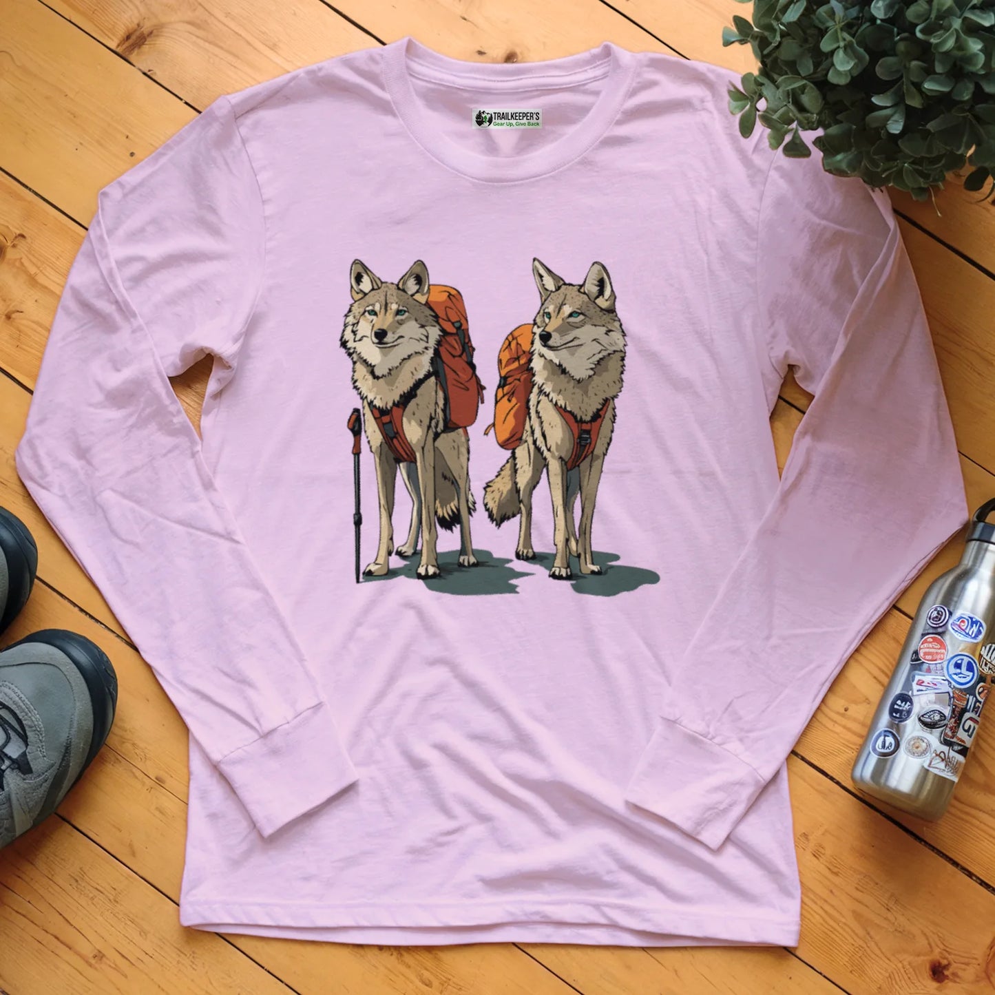 Coyote Backpacker Couple Long Sleeve T-Shirt