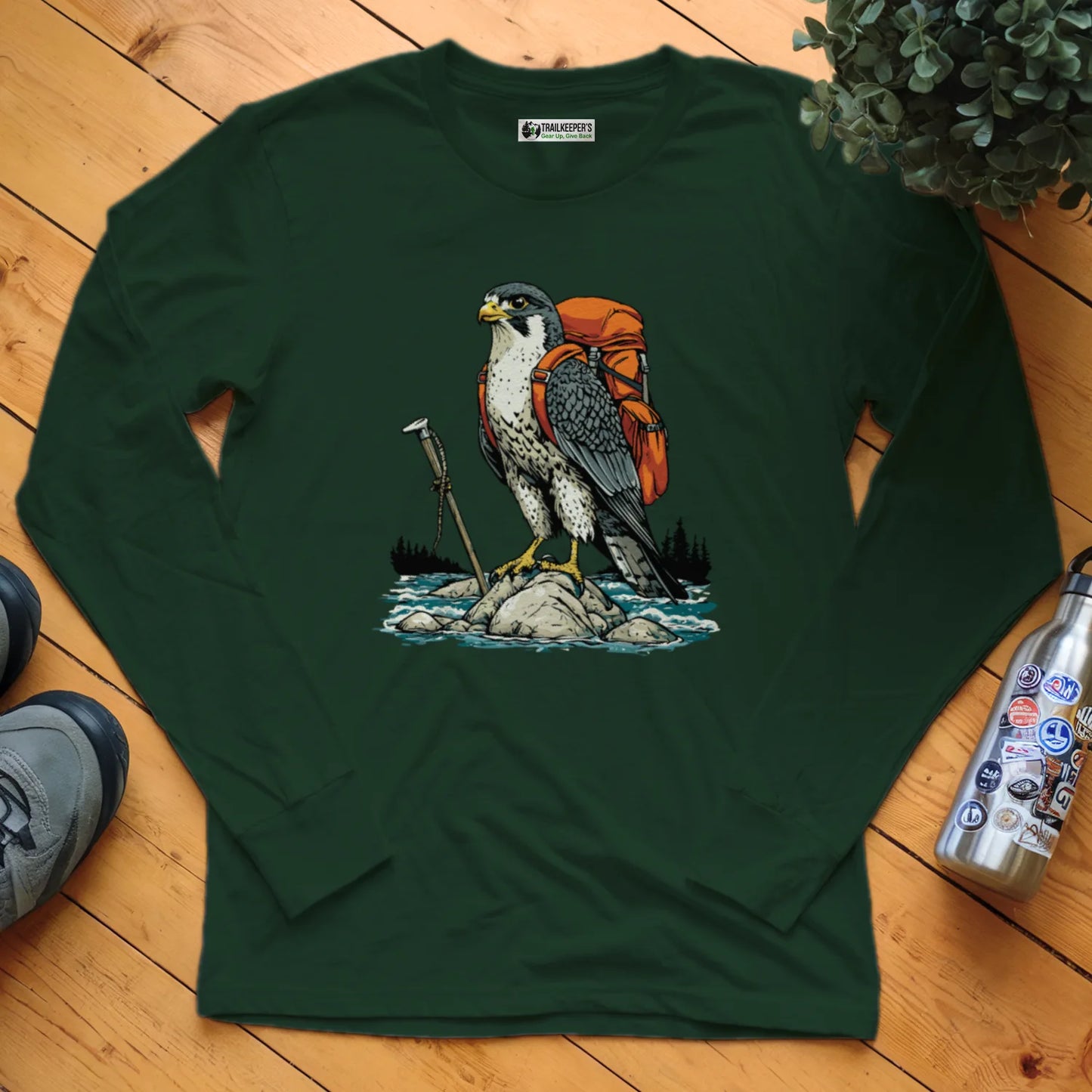 Falcon Backpacker On River Long Sleeve T-Shirt