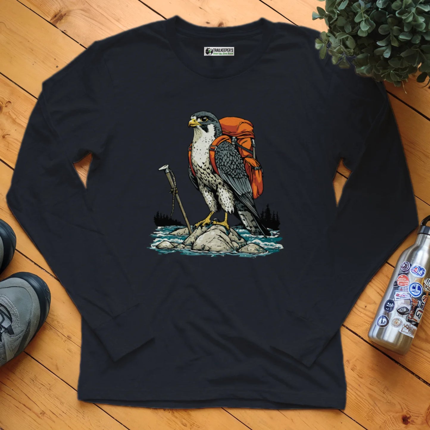 Falcon Backpacker On River Long Sleeve T-Shirt