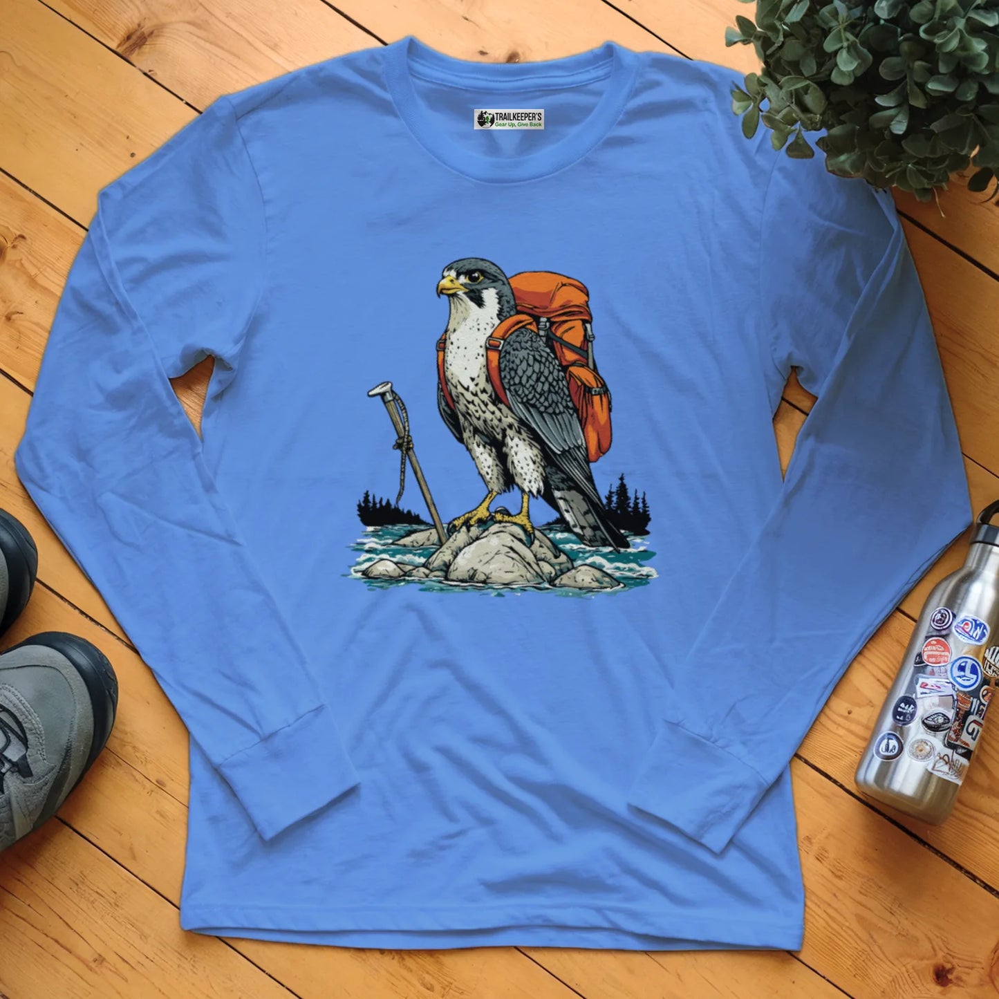 Falcon Backpacker On River Long Sleeve T-Shirt