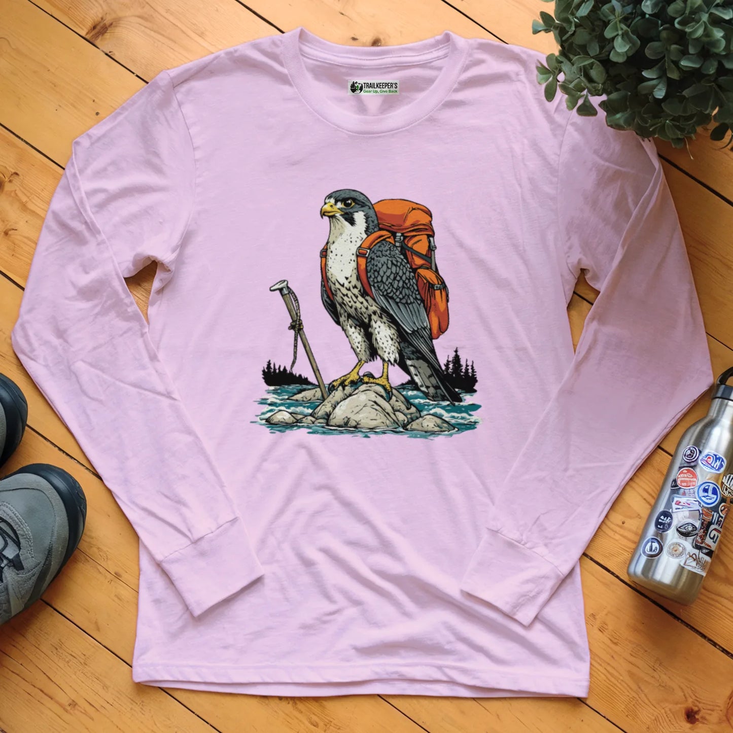 Falcon Backpacker On River Long Sleeve T-Shirt
