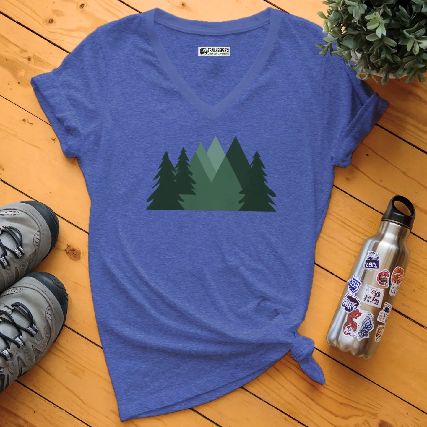 Forest & Mountains Silhouette V-Neck T-Shirt