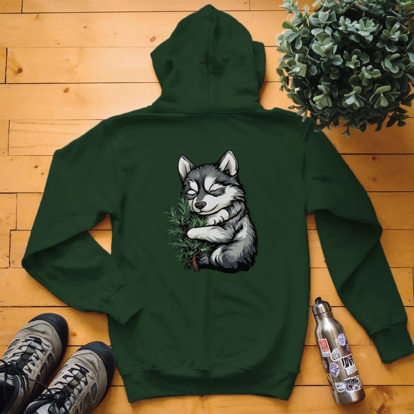 Husky Puppy Tree Hugger Hoodie
