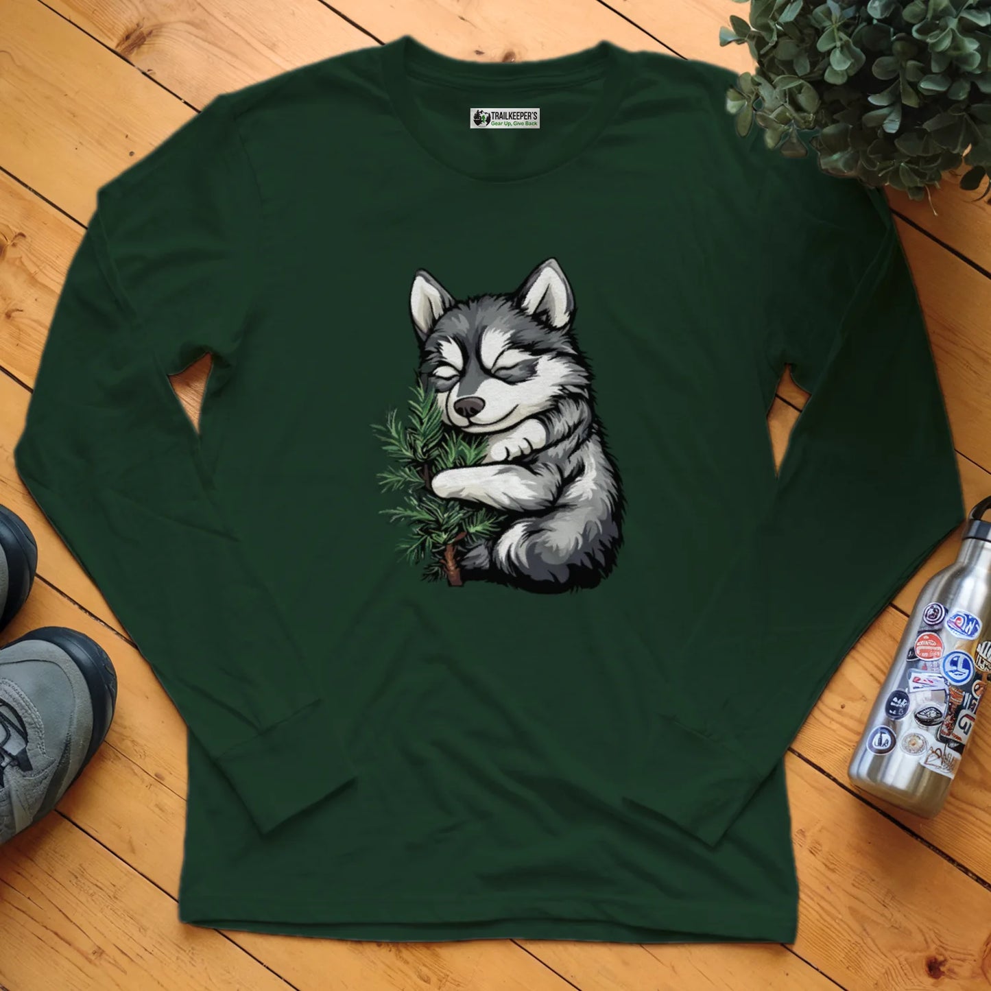 Husky Puppy Tree Hugger Long Sleeve T-Shirt