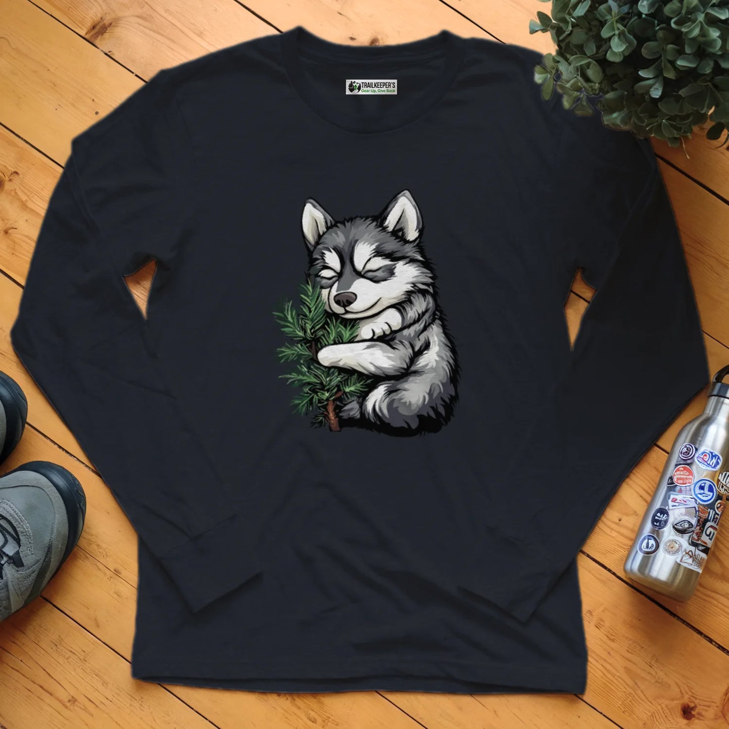 Husky Puppy Tree Hugger Long Sleeve T-Shirt