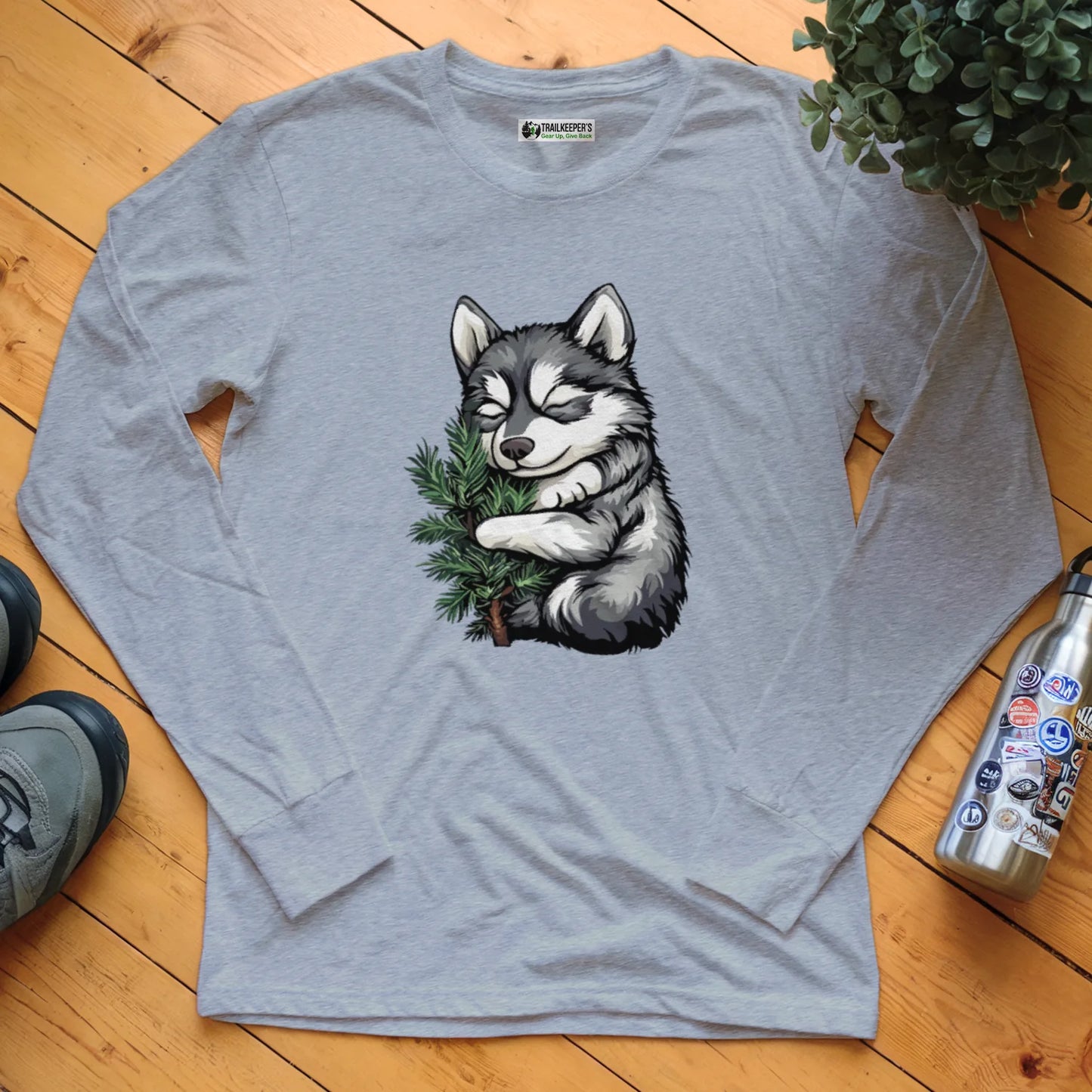 Husky Puppy Tree Hugger Long Sleeve T-Shirt