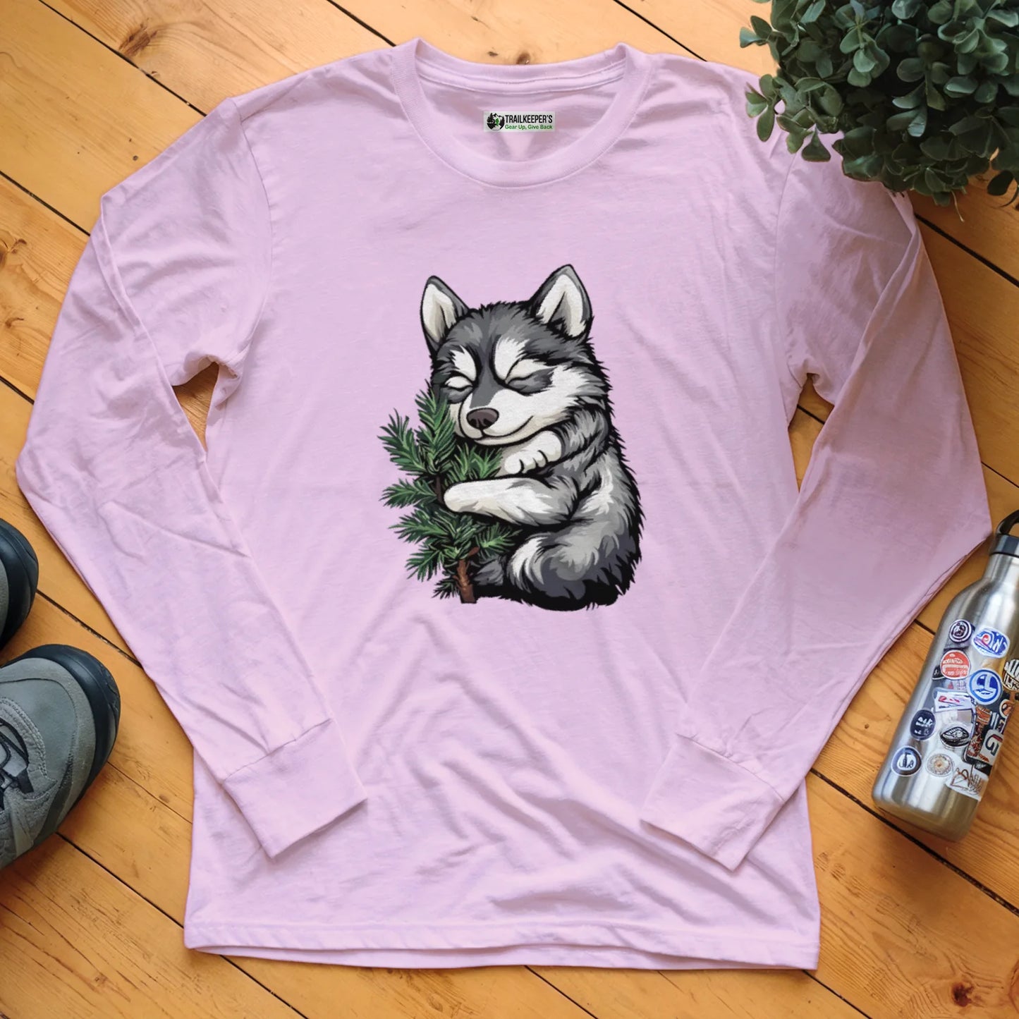 Husky Puppy Tree Hugger Long Sleeve T-Shirt