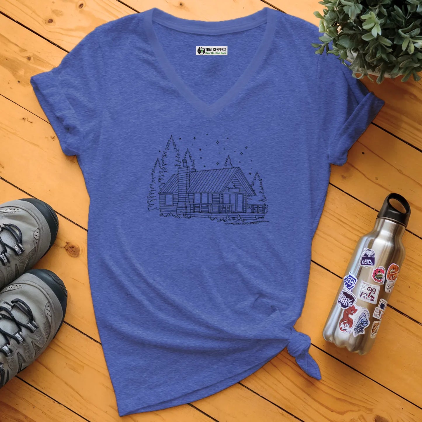 Log Cabin V-Neck T-Shirt