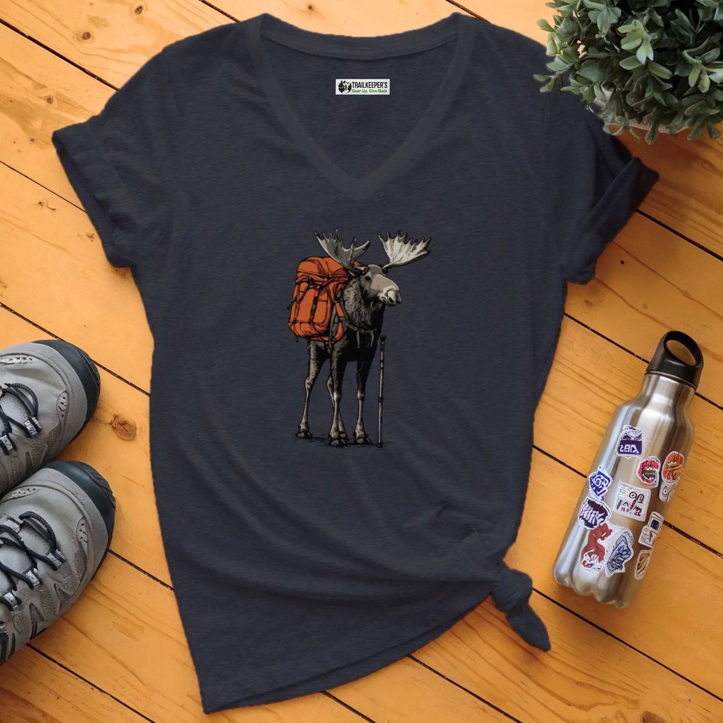 Moose Backpacker V-Neck T-Shirt