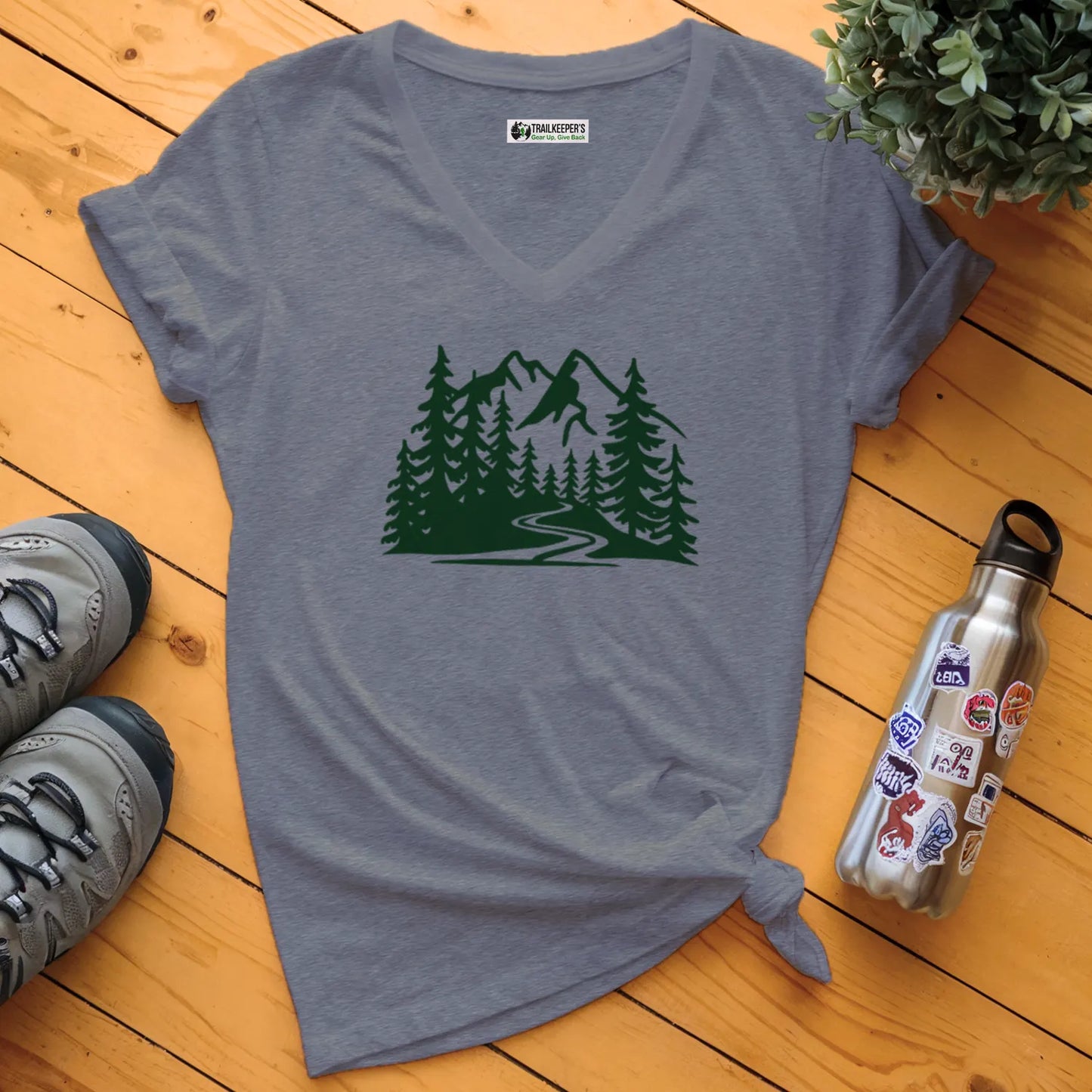 Mountain Forest Trail V-Neck T-Shirt