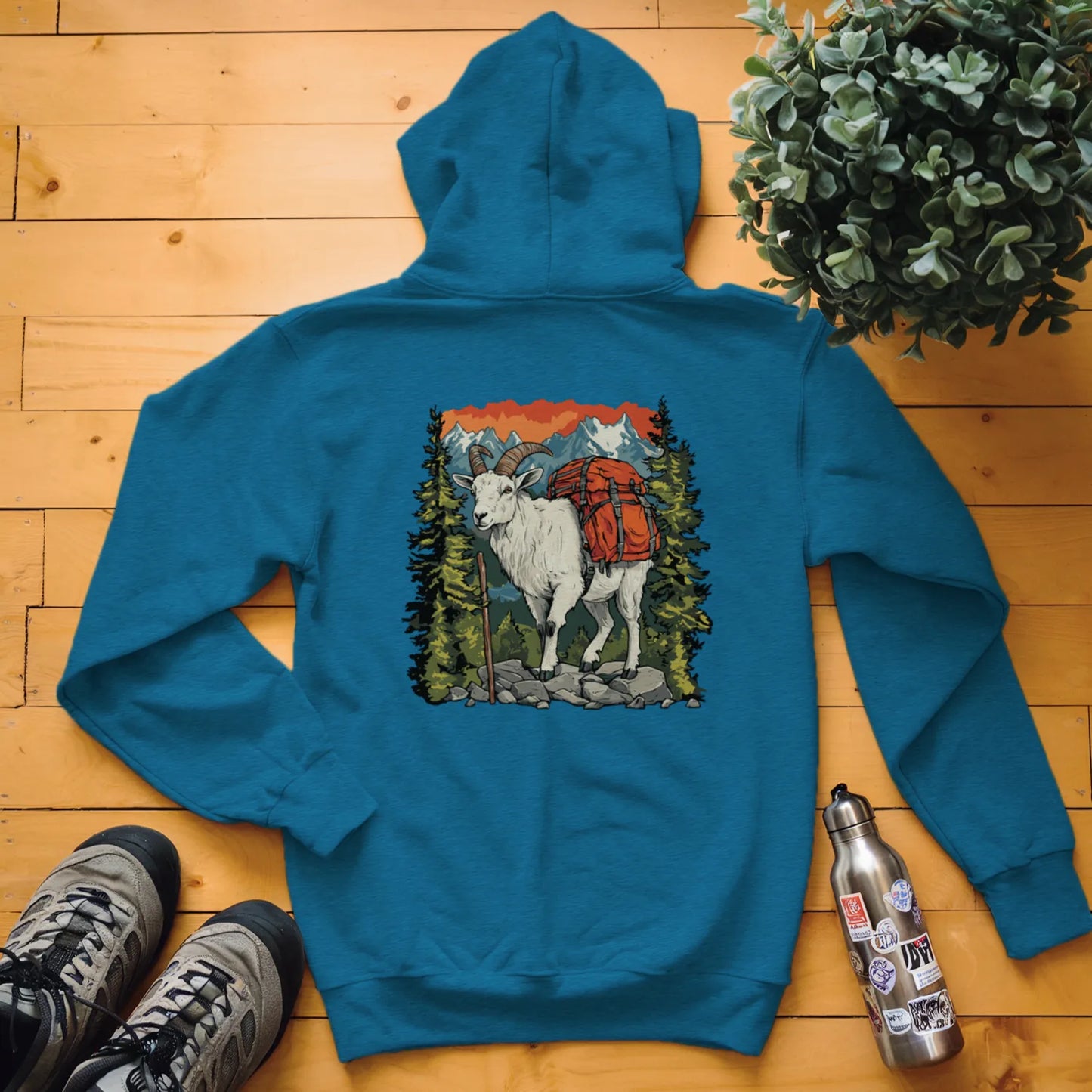 Mountain Goat Backpacker In The Mountains Hoodie