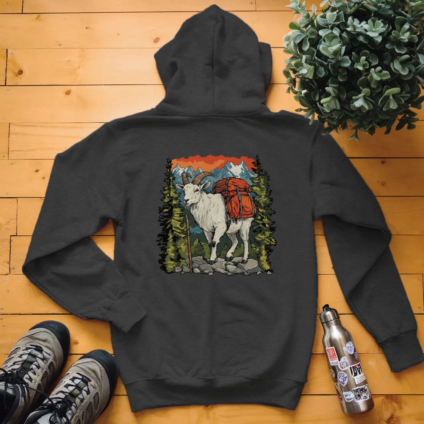 Mountain Goat Backpacker In The Mountains Hoodie