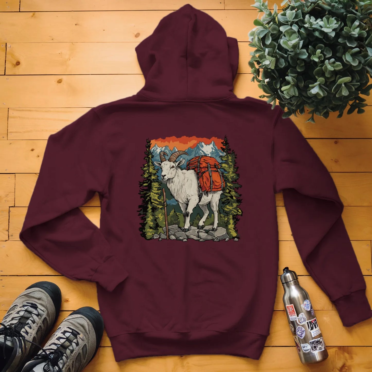 Mountain Goat Backpacker In The Mountains Hoodie