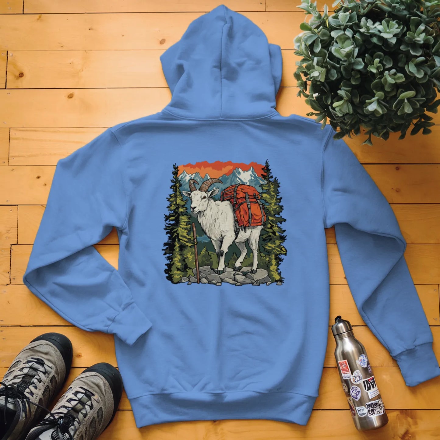 Mountain Goat Backpacker In The Mountains Hoodie