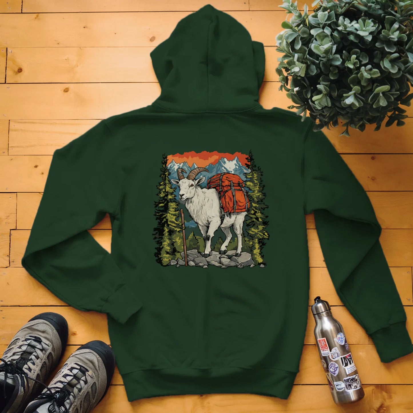Mountain Goat Backpacker In The Mountains Hoodie