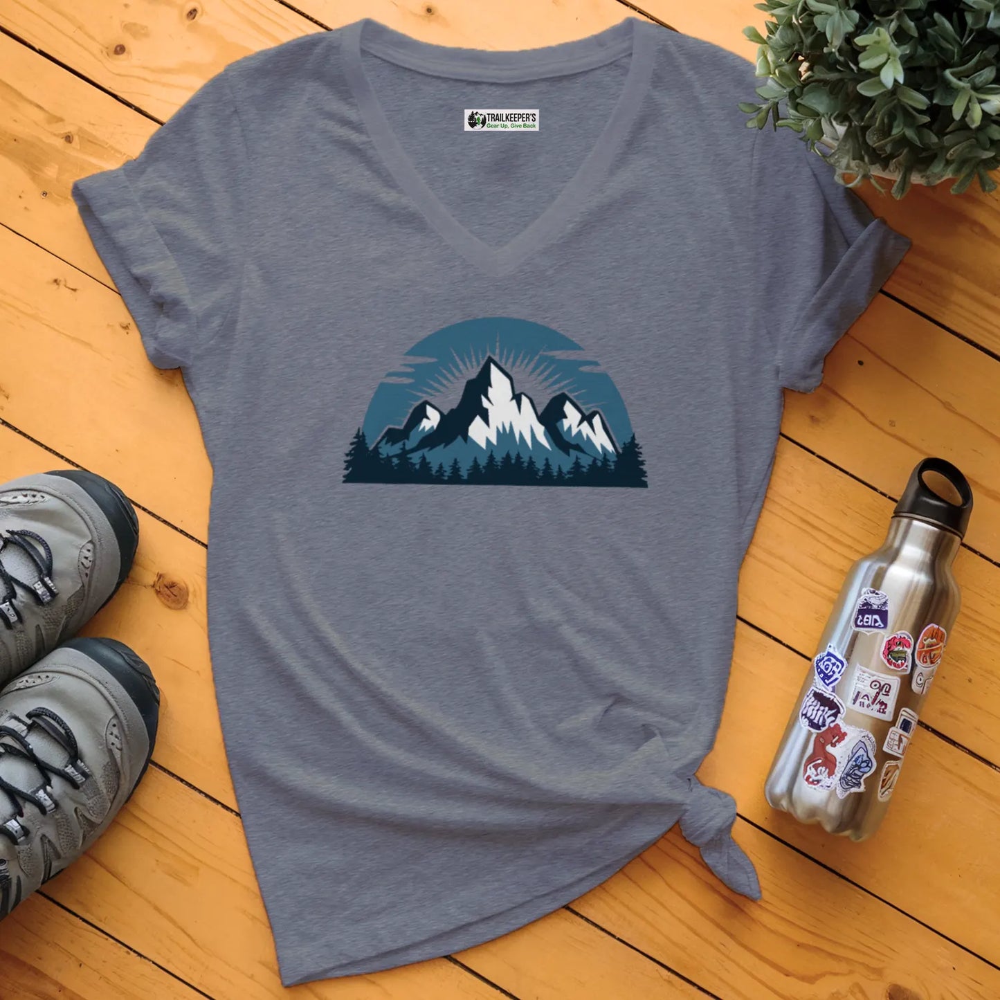 Mountain Scene V-Neck T-Shirt