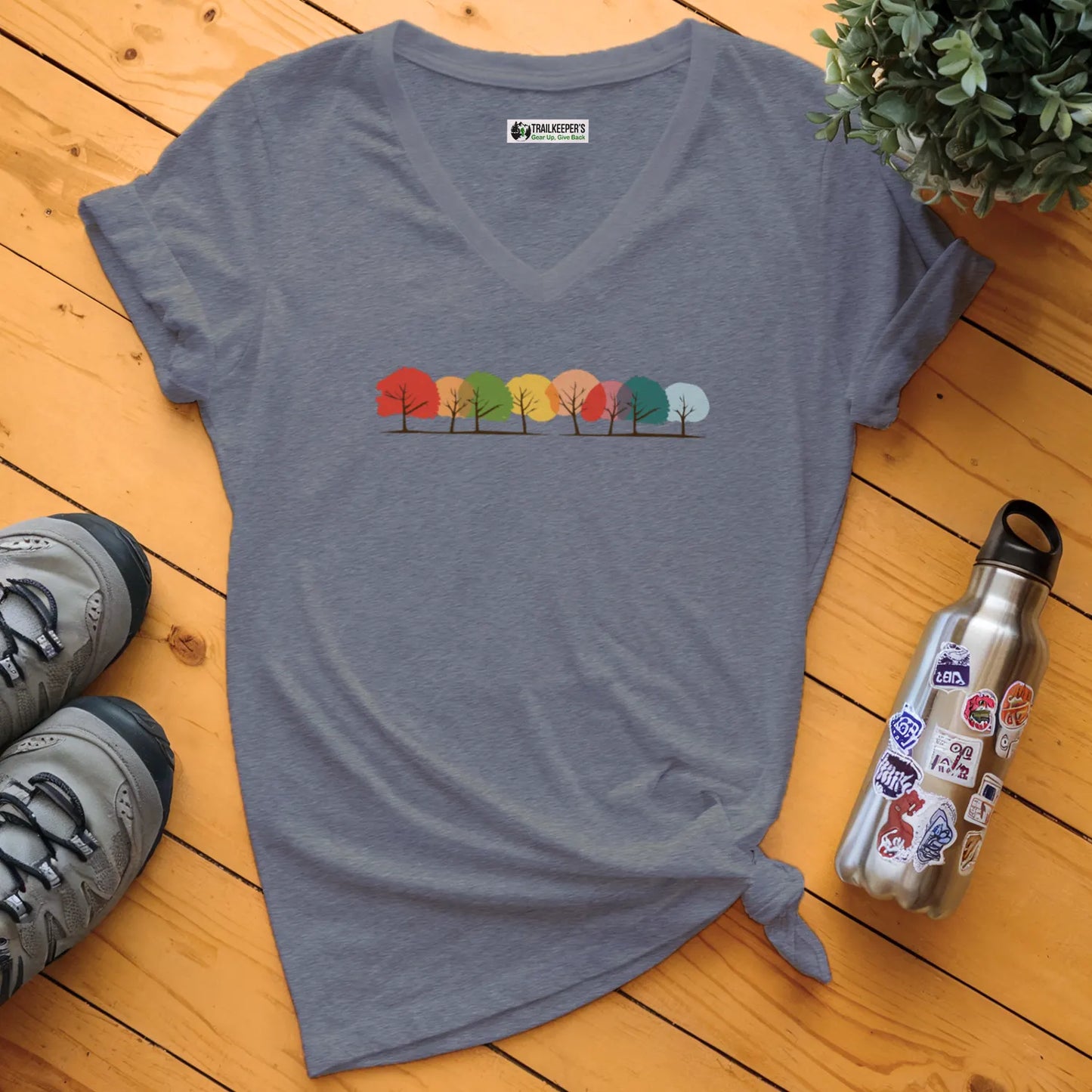 Multicolor Trees V-Neck T-Shirt