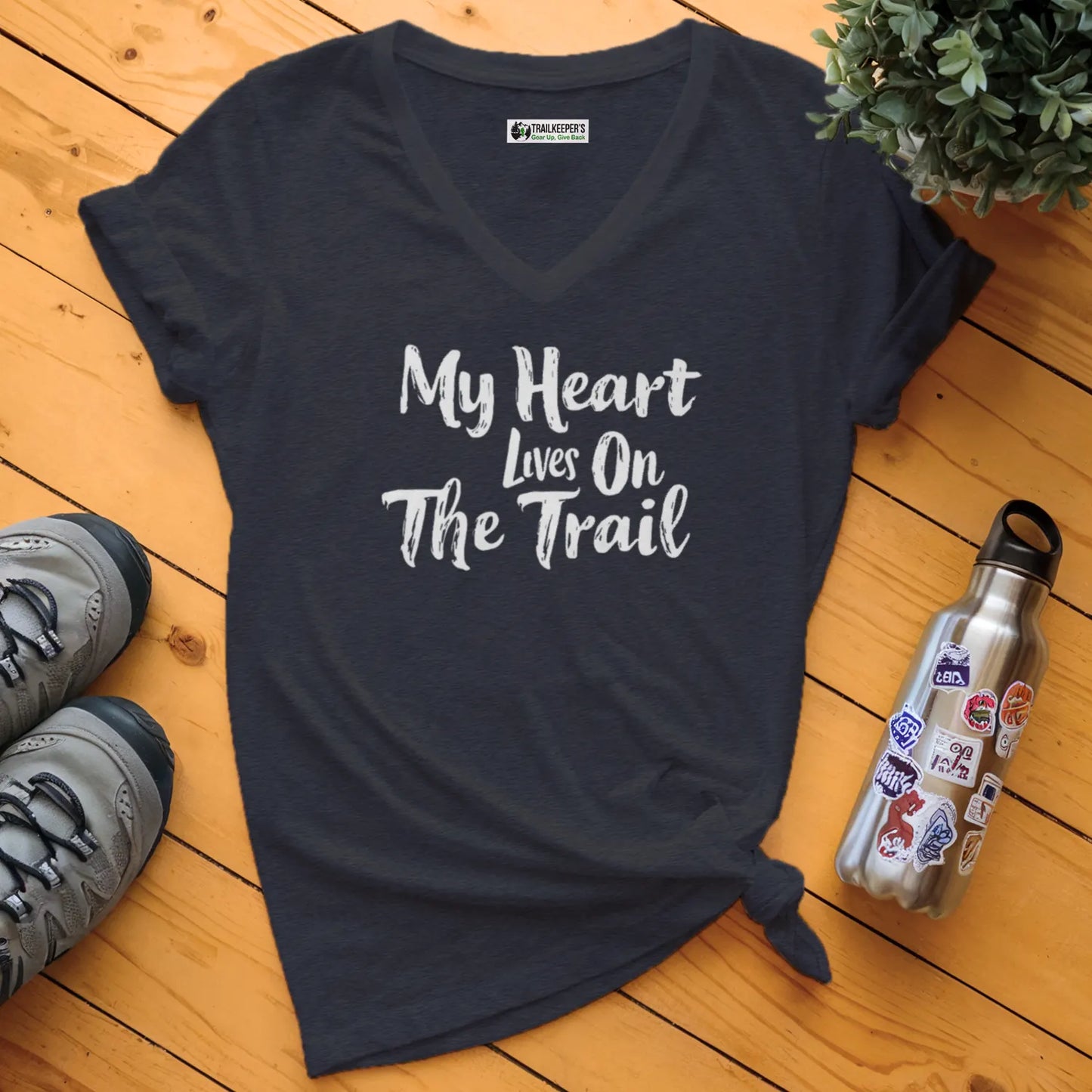 My Heart Lives On The Trail V-Neck T-Shirt