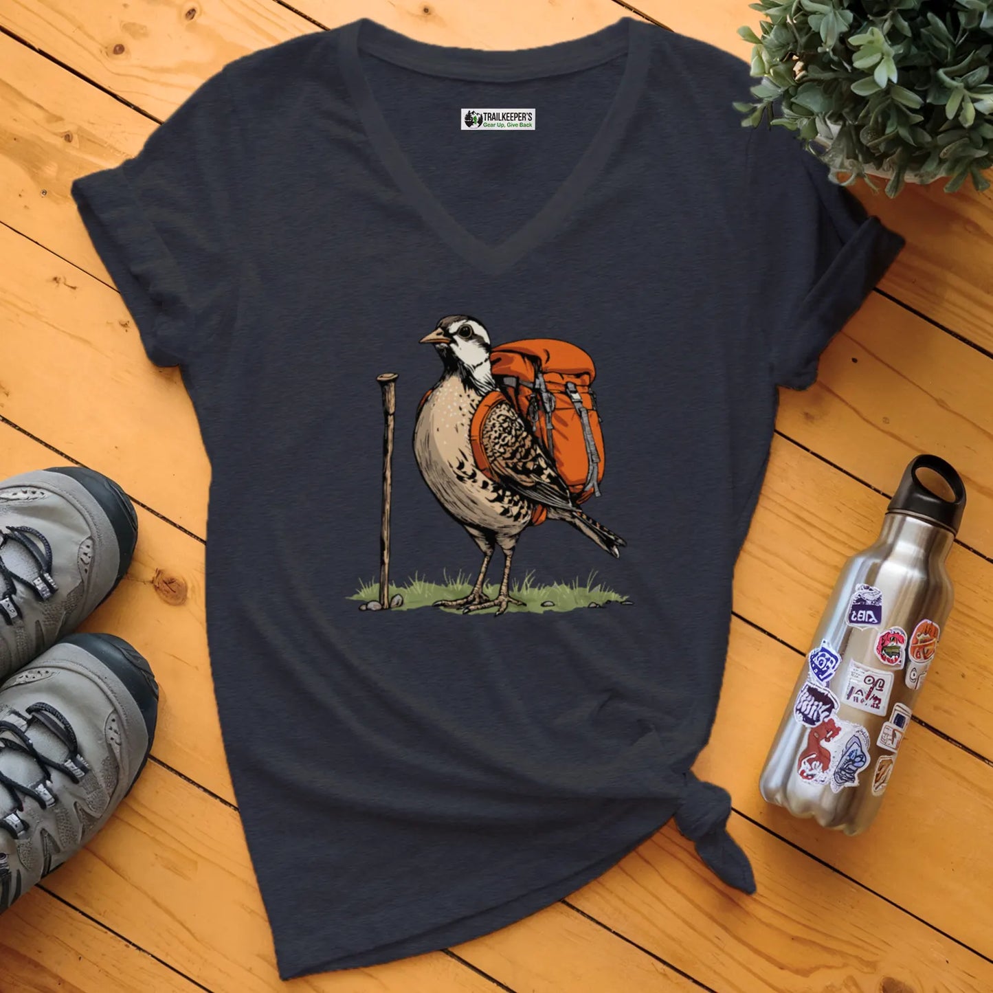 Northern Bobwhite Backpacker V-Neck T-Shirt