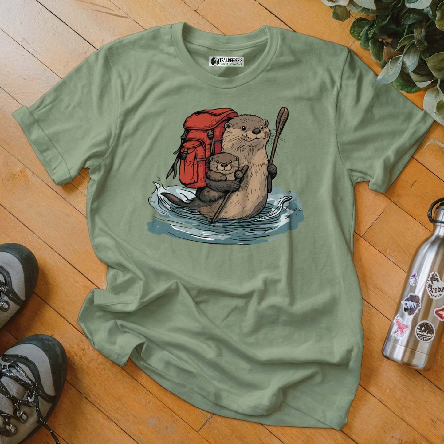 Otter Backpacker Family Fording River T-Shirt