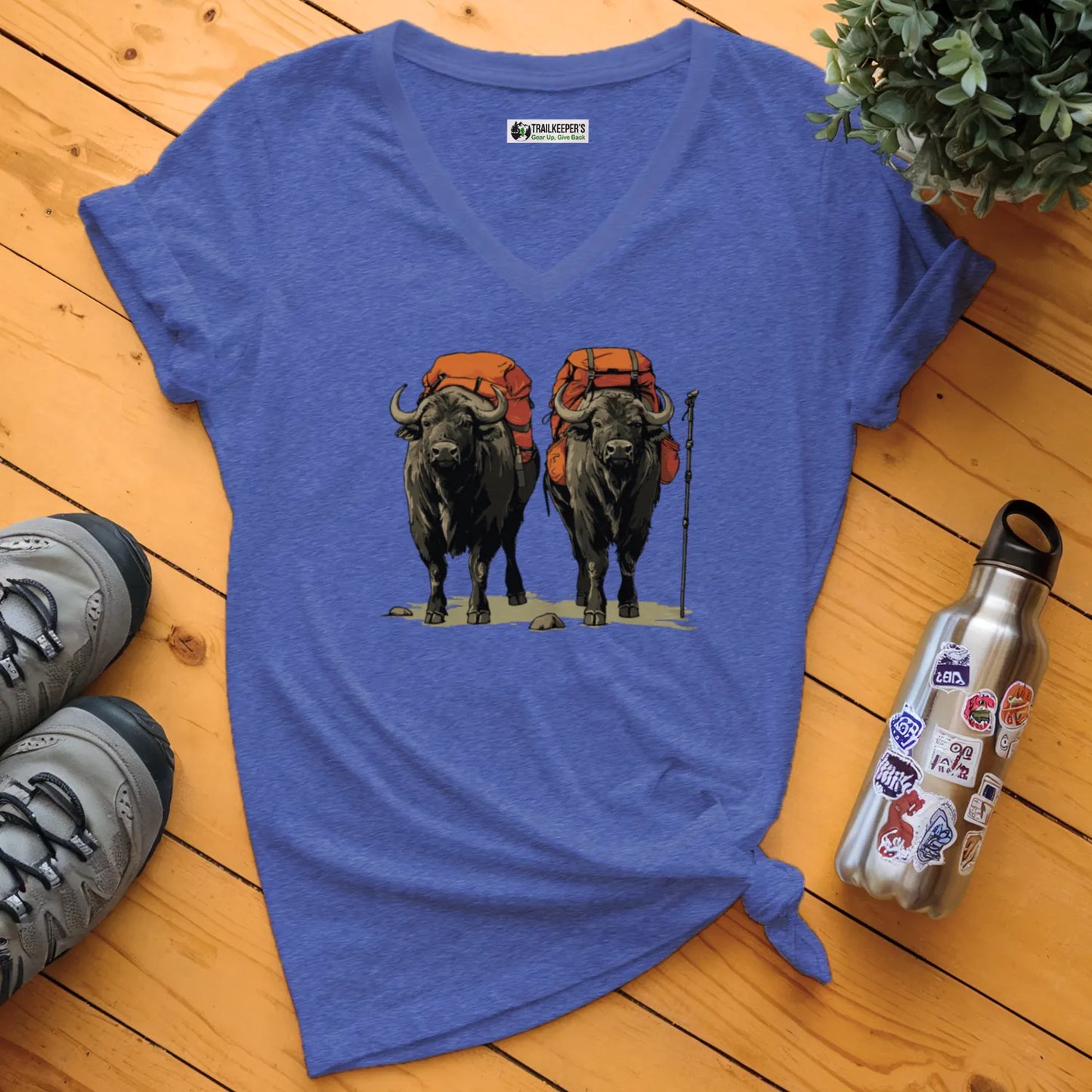 Ox Backpacker Buddies V-Neck T-Shirt