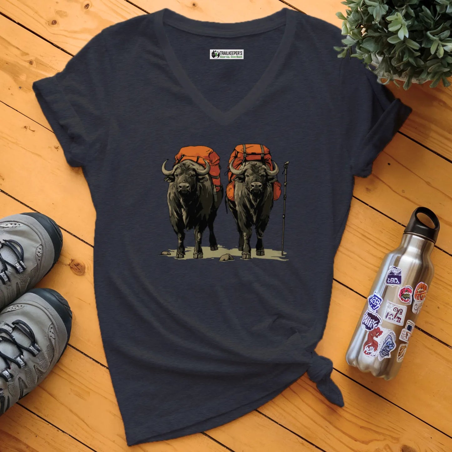 Ox Backpacker Buddies V-Neck T-Shirt