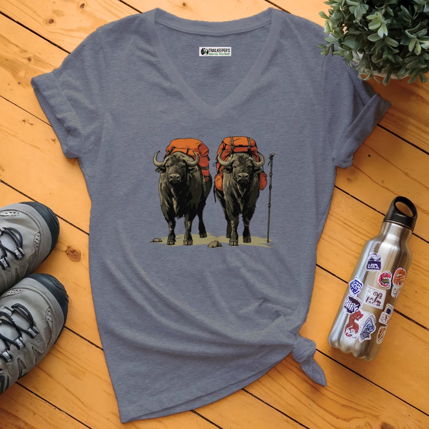 Ox Backpacker Buddies V-Neck T-Shirt