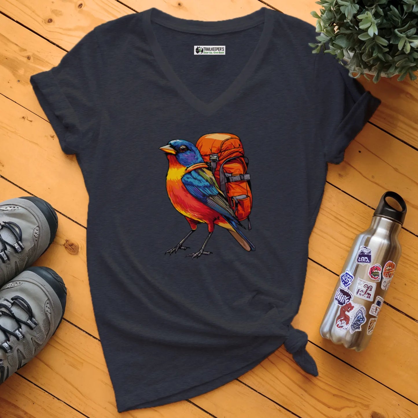 Painted Bunting Backpacker V-Neck T-Shirt