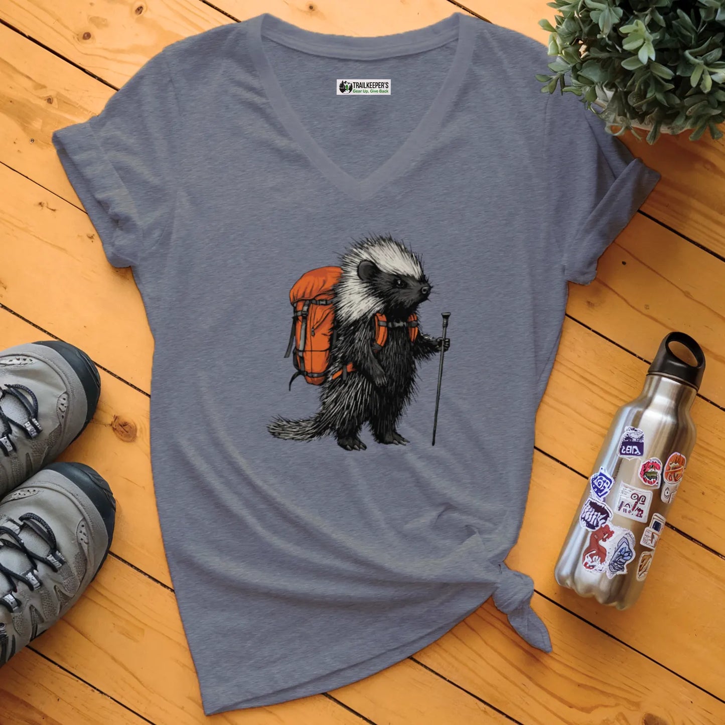 Porcupine Backpacker V-Neck T-Shirt