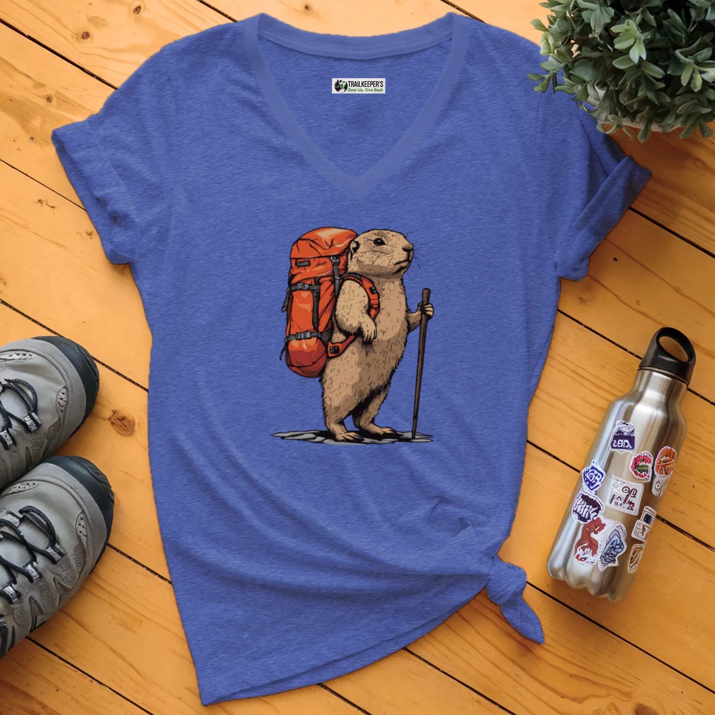Prairie Dog Backpacker V-Neck T-Shirt