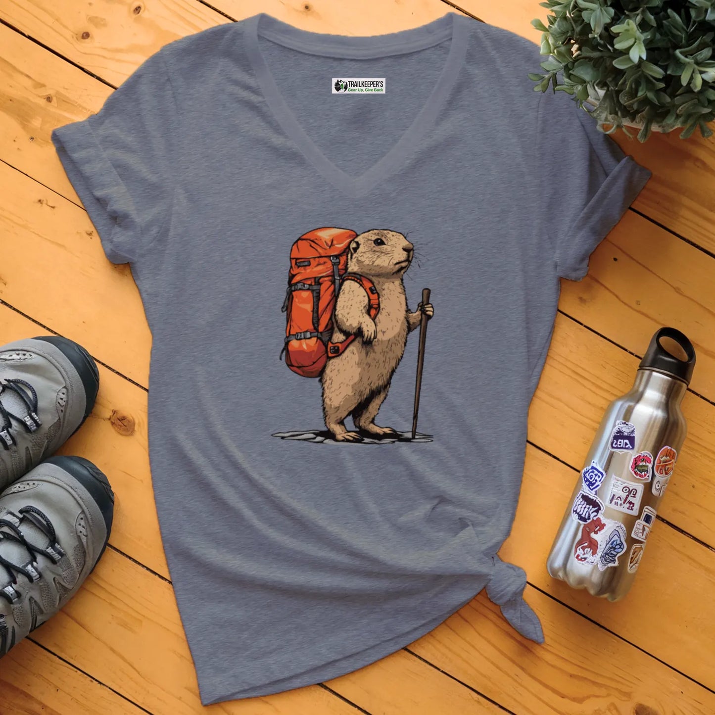 Prairie Dog Backpacker V-Neck T-Shirt