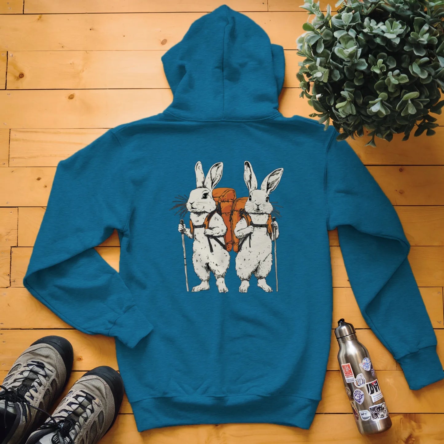Rabbit Backpacker Couple Hoodie